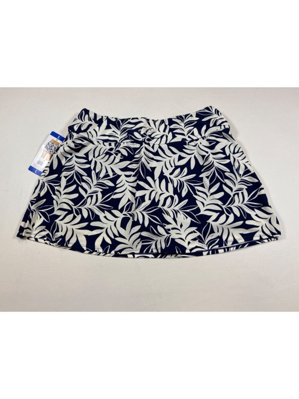NWT Hurley Womens Leaf Pattern Swim Skirt Navy/White L Nylon Blend (J645) - Picture 6 of 6